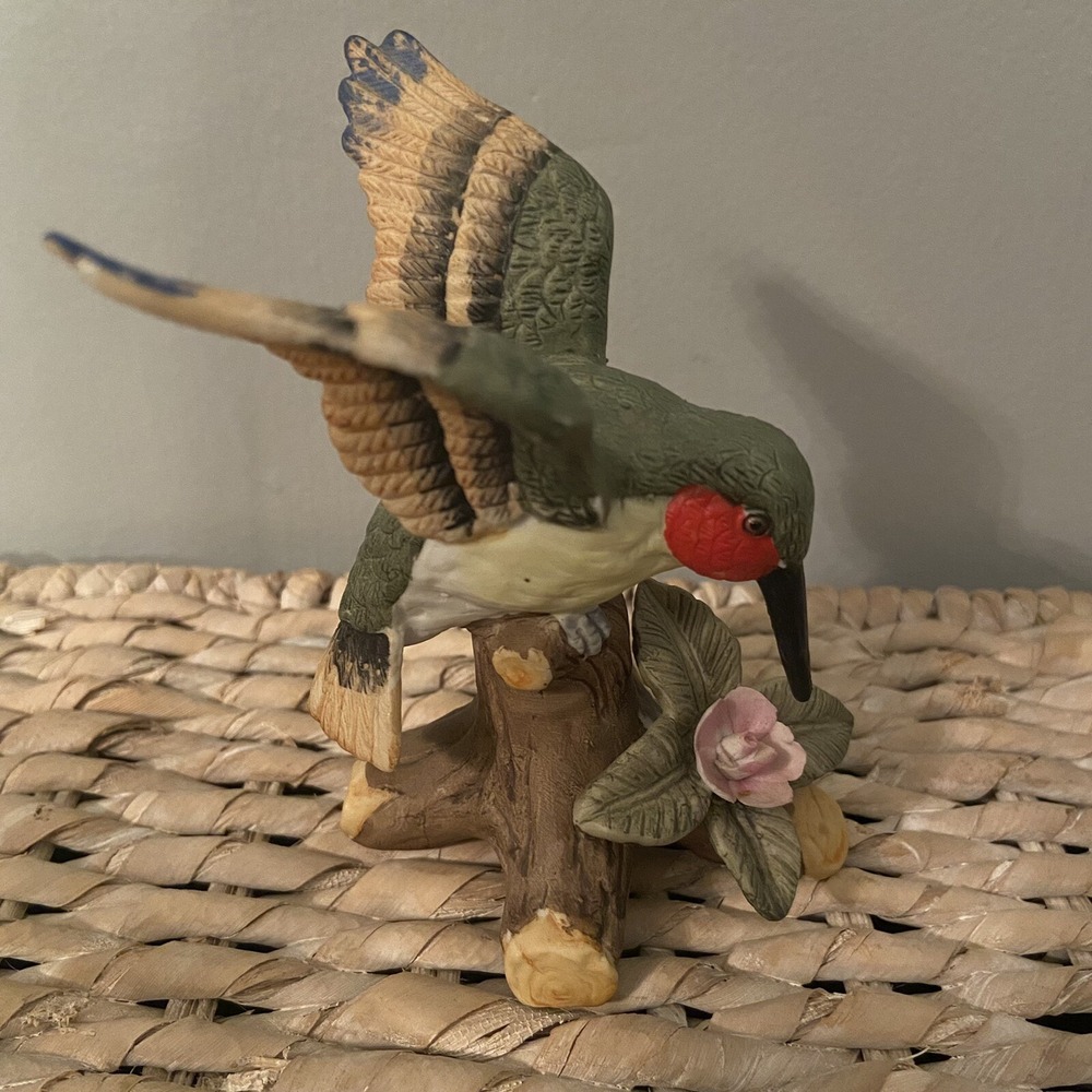 Enesco hummingbird On Branch With Flower 4" Tall